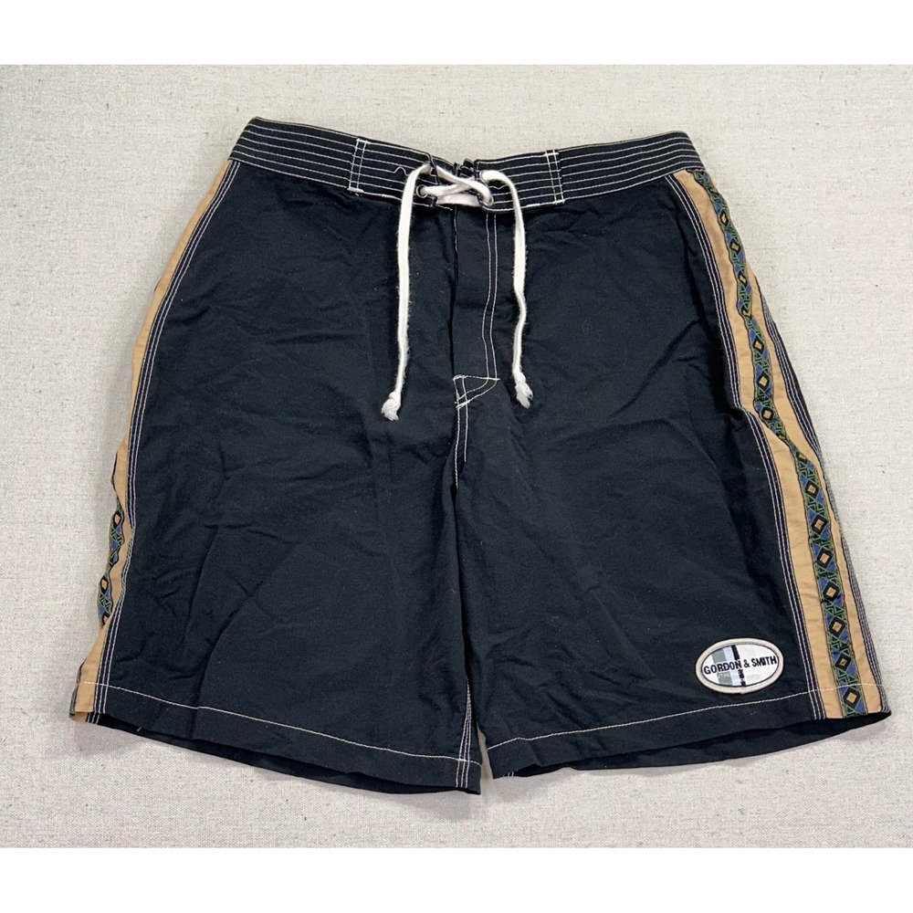 Gordon & Smith Vintage‎ Board Shorts Mens 34 Black Surf Trunks G&S USA Made